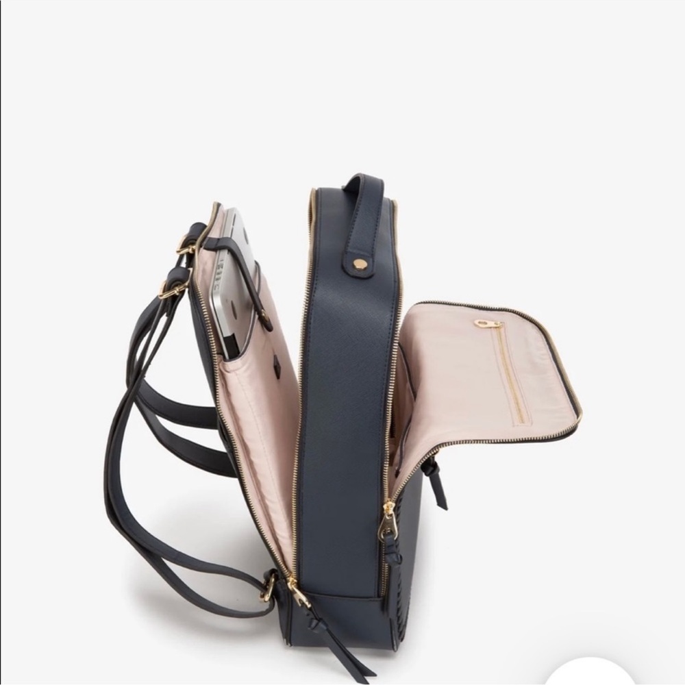Calpak Navy Backpack with Gold Hardware Laptop Bag - Picture 8 of 9